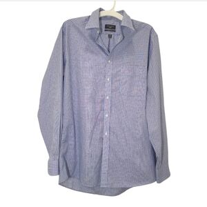 DOCKERS Collar Button Up Iron Free Fitted 15/15-34/35 Blue Dress Shirt